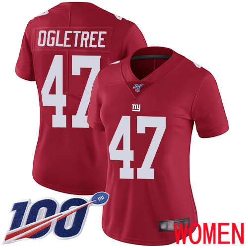 Women New York Giants #47 Alec Ogletree Red Limited Red Inverted Legend 100th Season Football NFL Jersey->women nfl jersey->Women Jersey